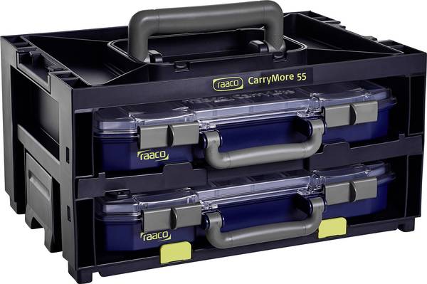 raaco CarryMore 55x2 Sortimentskoffer (L x B x H) 278 x 386 x 195 mm Anzahl Fächer: 16 variable Unterteilung Box Inhalt 1 St.