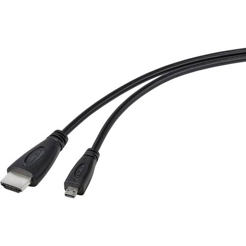 TRU COMPONENTS HDMI Anschlusskabel HDMI-A Stecker, HDMI-Micro-D Stecker 1.80 m Schwarz TC-9449896 HDMI-Kabel