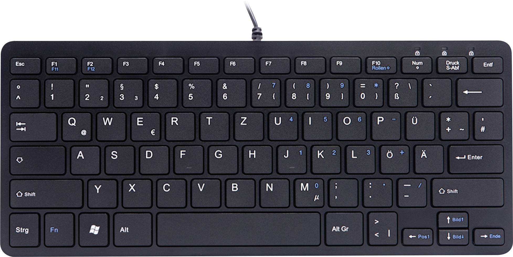 R-GO TOOLS Compact-Tastatur DE-Layout schwarz