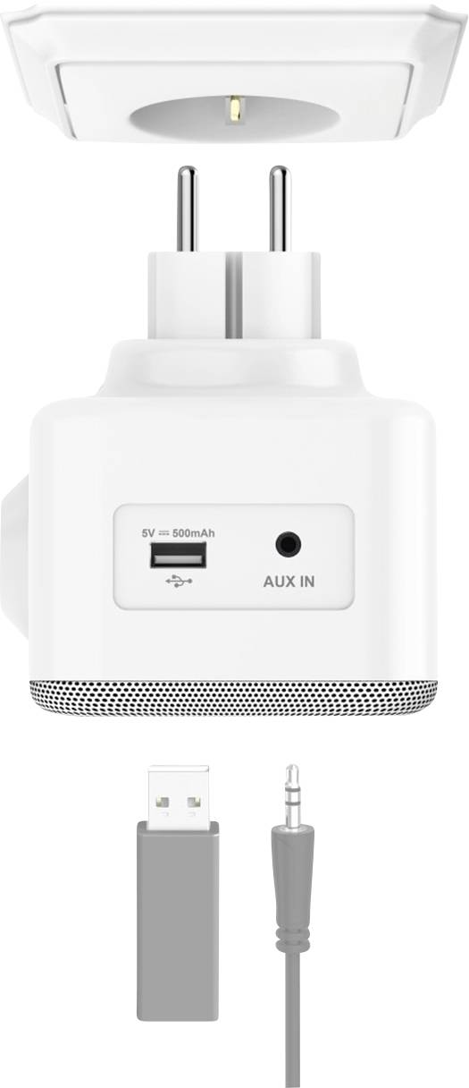 Hama DIR45BT Internet Steckdosenradio Internet, DAB+, DAB, UKW Bluetooth®, USB, WLAN, AUX, Internetradio  Weckfunktion W-1