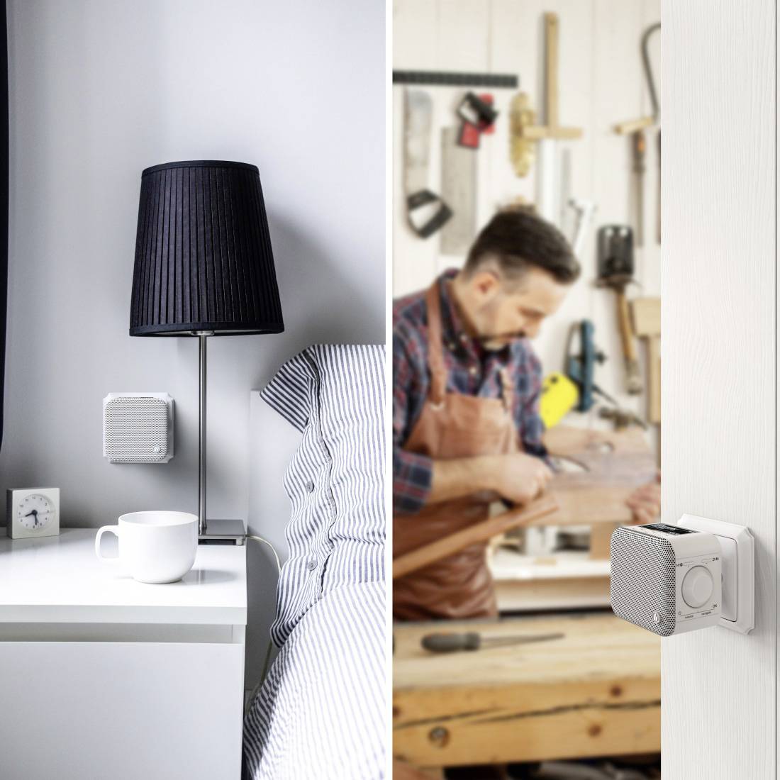 Hama DIR45BT Internet Steckdosenradio Internet, DAB+, DAB, UKW Bluetooth®, USB, WLAN, AUX, Internetradio  Weckfunktion W-2