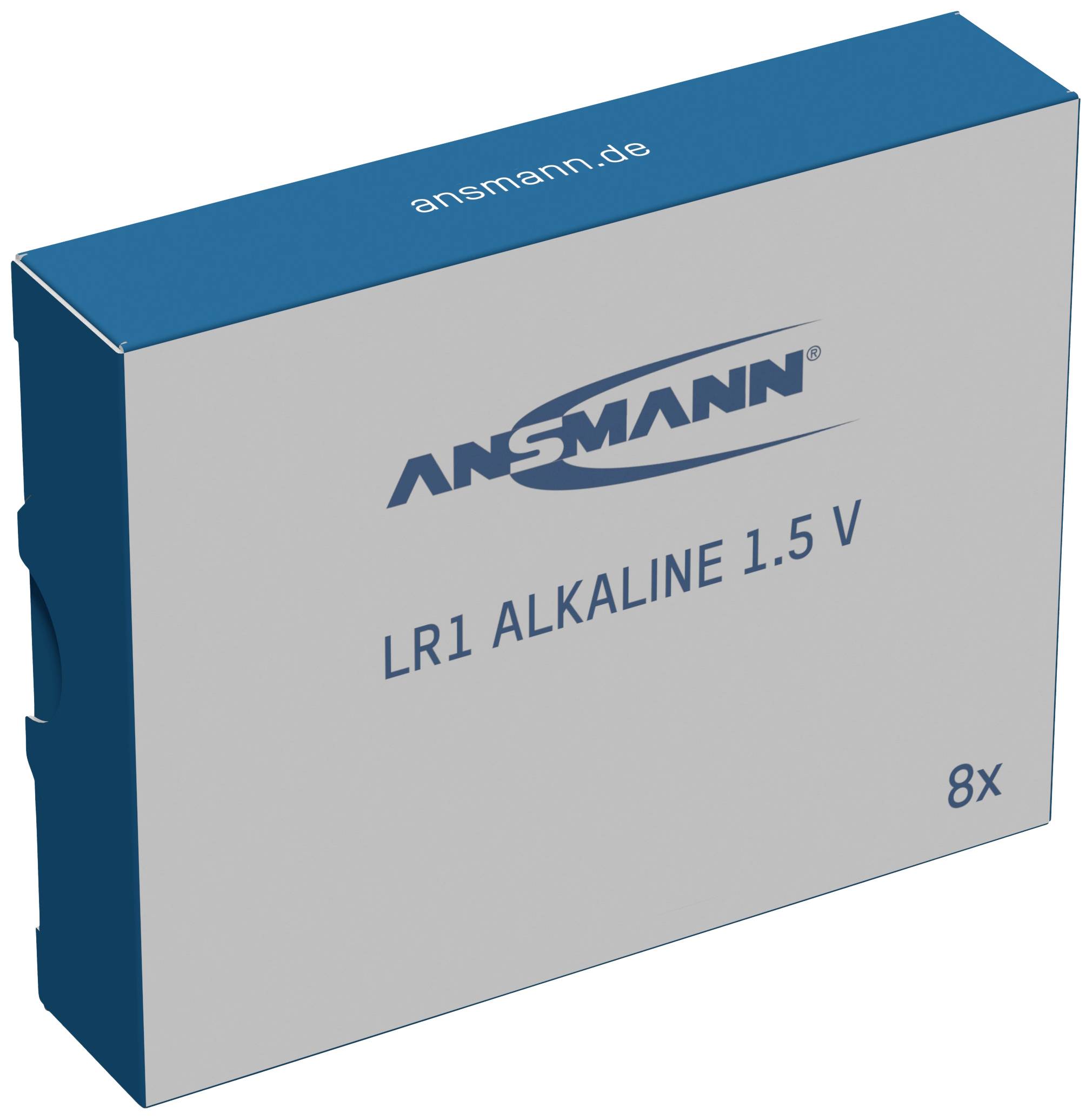 'Ansmann LR1 Alkaline 1.5 V' Batteriepackung, enthält 8 Batterien, ideal für Geräte mit hohem Energiebedarf.