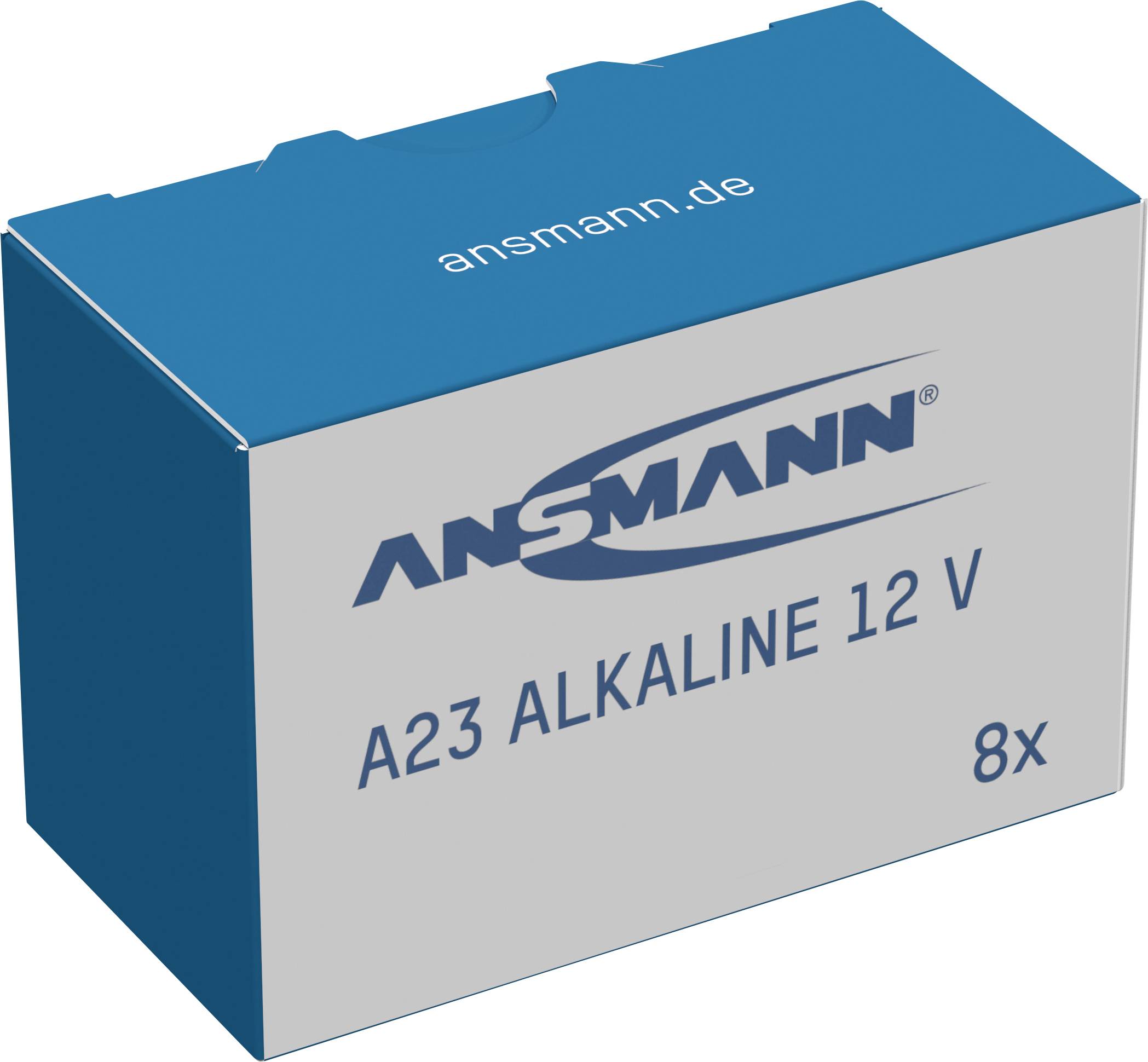 Packung mit acht Ansmann A23 Alkaline 12V Batterien.