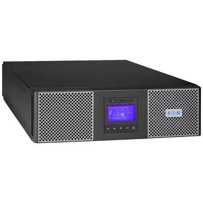 Ein schwarzes USV-Gerät (Unterbrechungsfreie Stromversorgung) mit einem digitalen Display und Tasten zur Steuerung.
