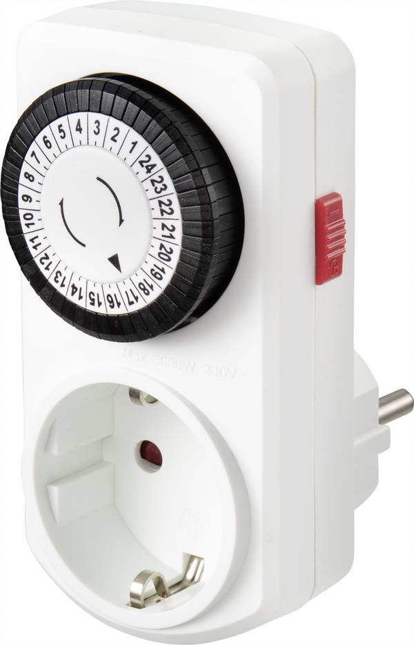 Sygonix SY-5042668 Steckdosen-Zeitschaltuhr analog Tagesprogramm 3680 W IP20 Dauerbetrieb