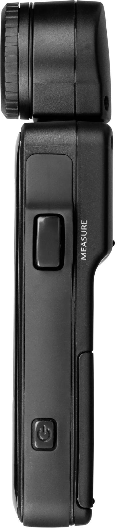 'Schwarze Kompaktkamera von der Seite.'