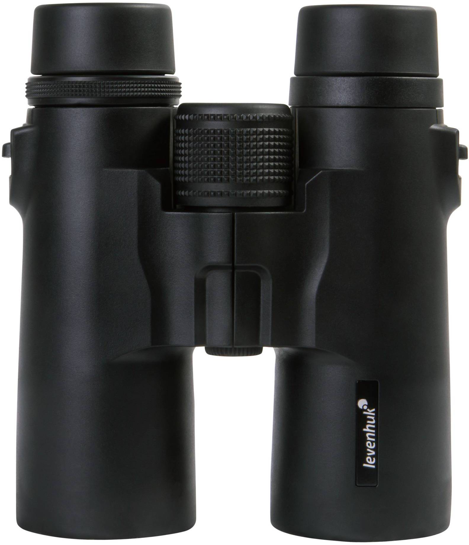 Schwarzes Fernglas mit moderner Bauweise und zentralem Fokussierrad. Geeignet für Outdoor-Aktivitäten und Vogelbeobachtung.