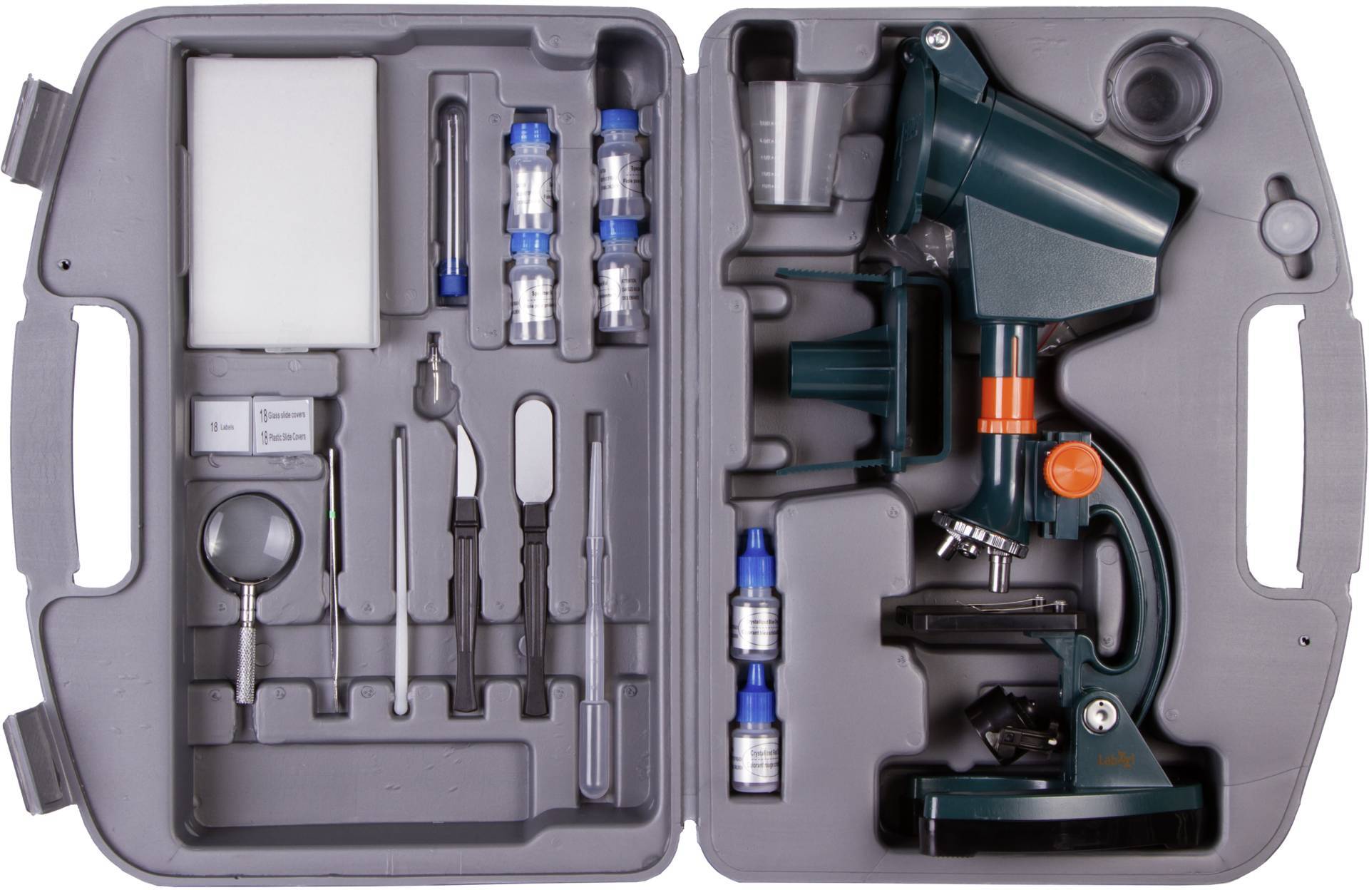 Levenhuk LabZZ M3, Projektionsmikroskop, Orange, Farbe Petrol, Kunststoff, 1200x, 300x, 10x-4