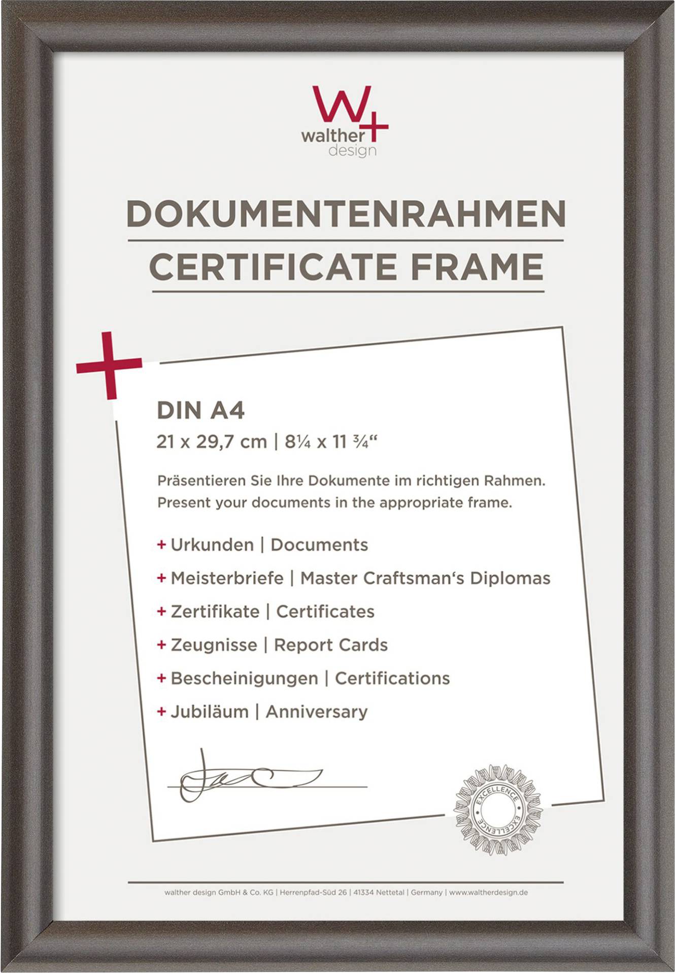 walther+ design KP130D Bilder Wechselrahmen Papierformat: DIN A4 Anthrazit