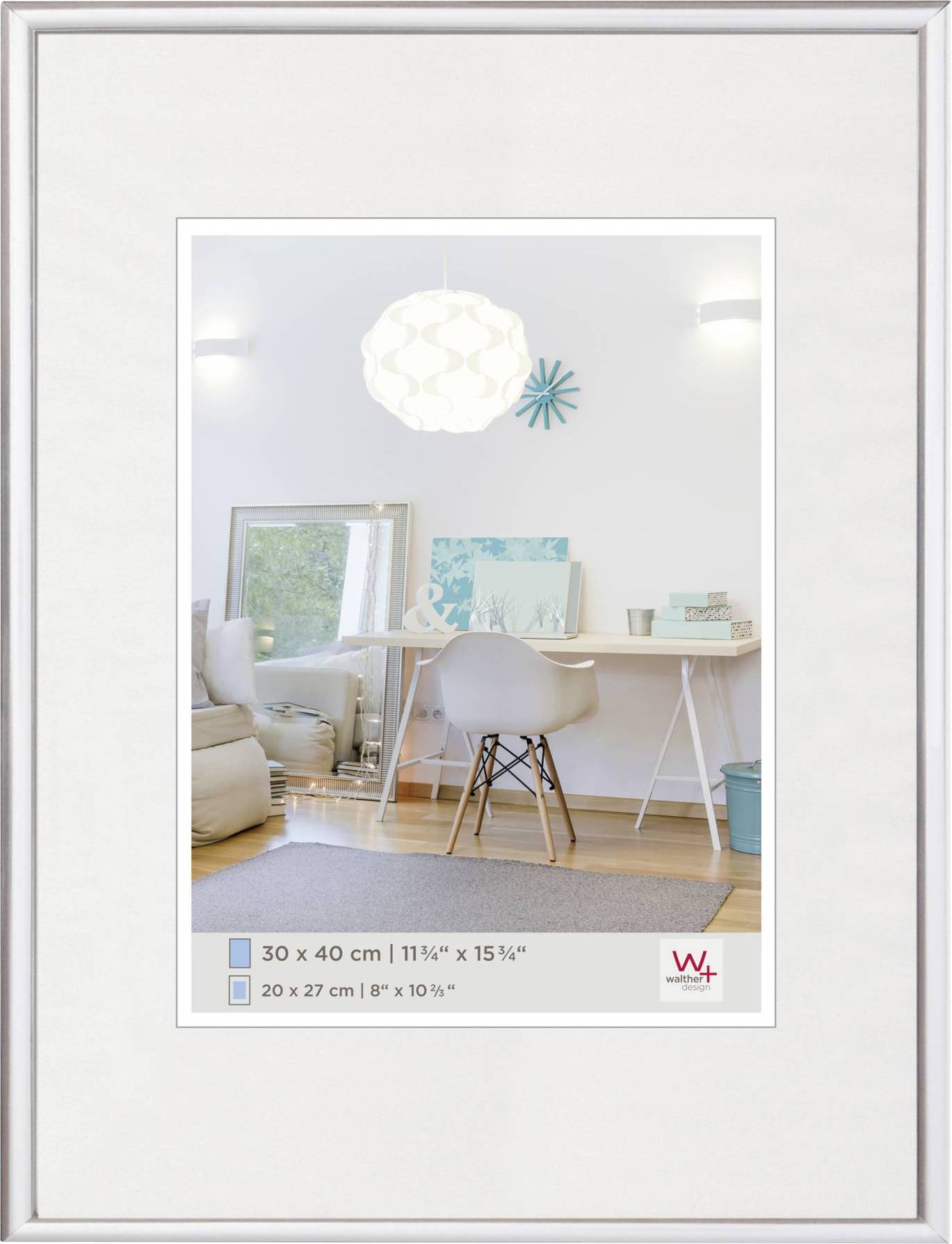 walther+ design KV040S Bilder Wechselrahmen Papierformat: 30 x 40 cm Silber