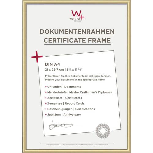 walther+ design KV130G Bilder Wechselrahmen Papierformat: DIN A4 Gold