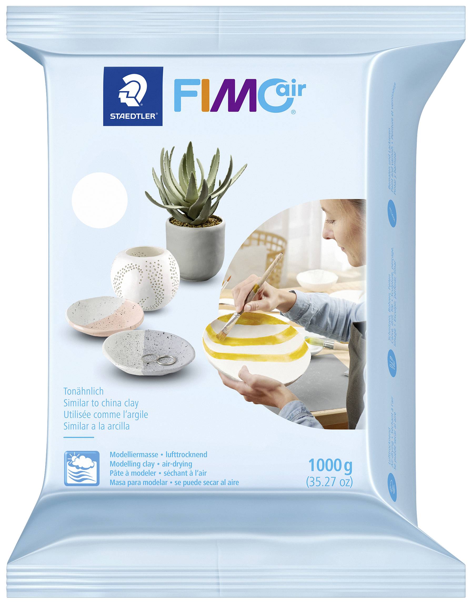 Staedtler STAEDTLER FIMOair basic 8101 Lufttrocknende Modelliermasse, weiß, 1000 g, 8101-0