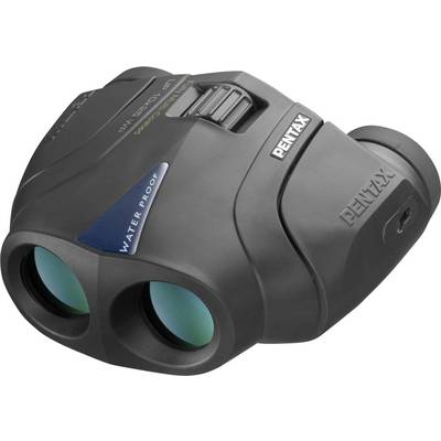Schwarzes Pentax-Fernglas mit zwei Linsen und wasserdichter Kennzeichnung, diagonale Ansicht.