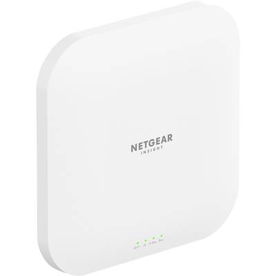 Ein weißer Netgear Insight WLAN-Access-Point mit drei grünen LED-Anzeigen.