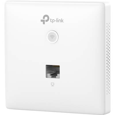 Wandmontierter TP-Link-Netzwerkanschluss mit WLAN-Taste und Ethernet-Port, für Internetverbindung in Büros oder zuhause.