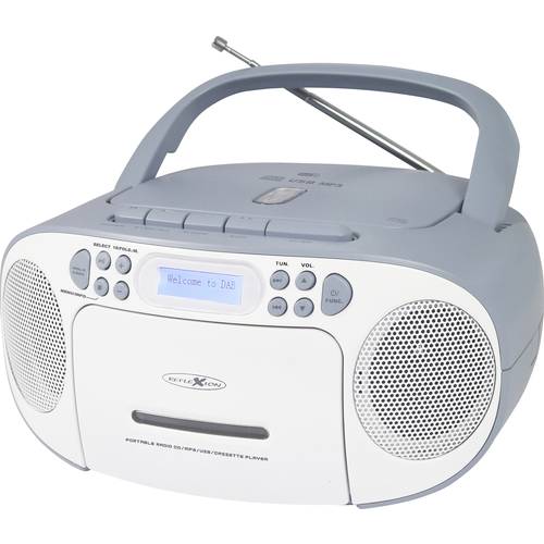 Reflexion Tragbarer Radiorecorder CD-Radio DAB+, UKW, DAB AUX, CD, Kassette, USB Weiß, Blau