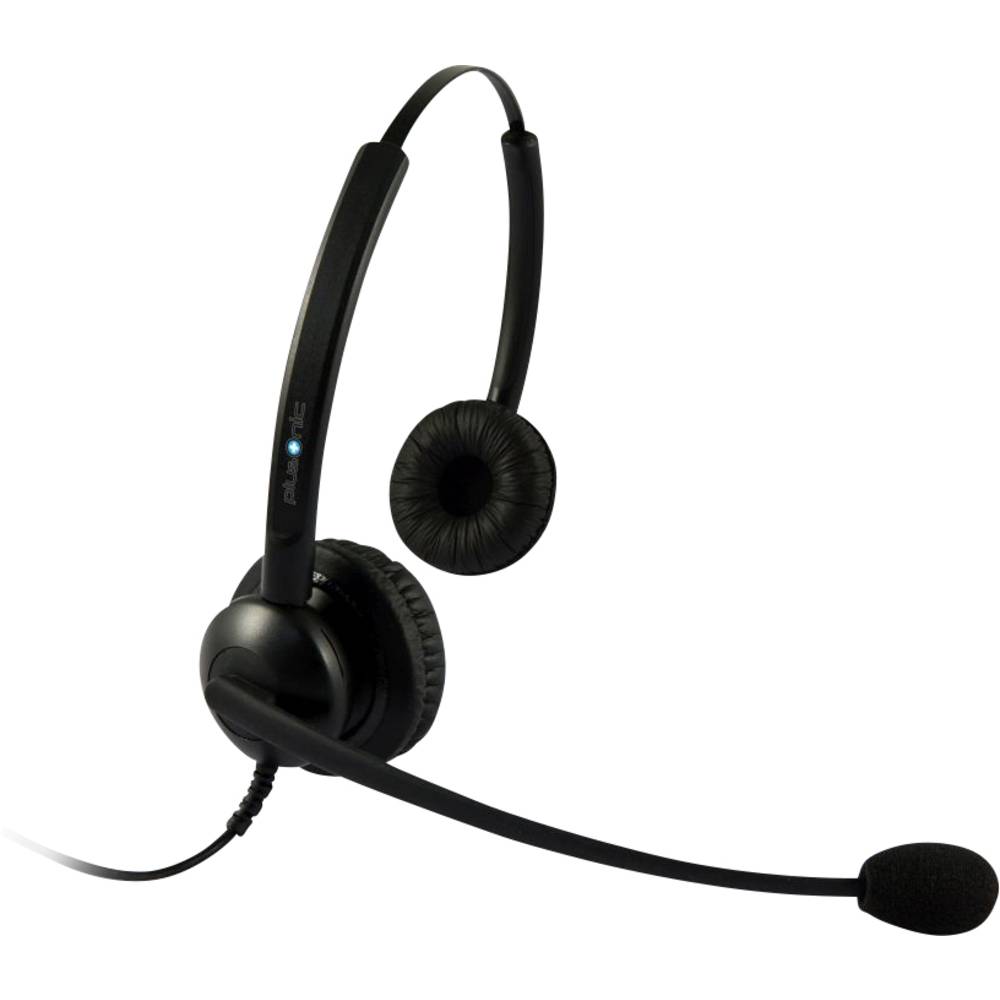 plusonic 5512-5.2P Telefoonheadset QD (Quick Disconnect) Stereo, Kabelgebonden On Ear Zwart