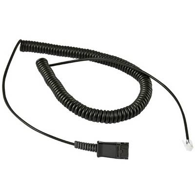 Ein schwarzes Spiralkabel mit zwei Steckern an den Enden, eines transparent, eines schwarz. Es könnte als Telefonkabel dienen.