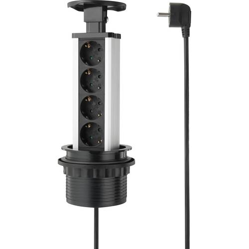 Sygonix SY-4737792 Steckdosenturm Schwarz, Silber Schutzkontakt 1 St.
