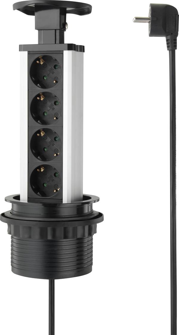 Sygonix SY-4737792 Steckdosenturm Schwarz, Silber Schutzkontakt 1 St.