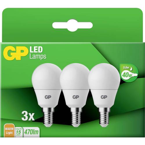 Thumbnail - GP GPMGLE14STD854C3 LED EEK F (A - G) E14 Globeform 5.6 W = 40 W Warmweiß (Ø x L) 45 mm x 84 mm 3 St.