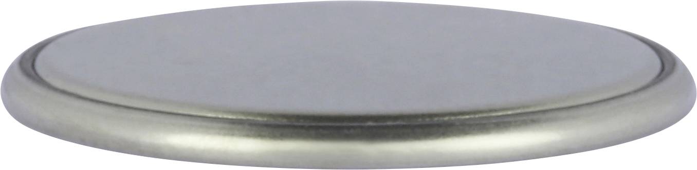 Eine runde, flache Knopfzelle in Silber, verwendet für Uhren oder Kleingeräte.