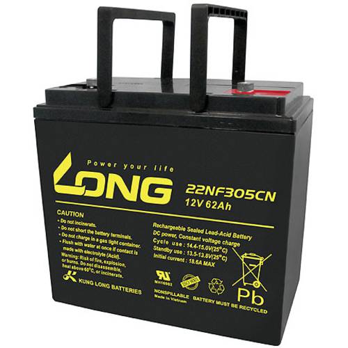 Thumbnail - Long 22NF305CNE 22NF305CNE Bleiakku 12 V 62 Ah Blei-Vlies (AGM) (B x H x T) 226 x 214 x 135 mm M6-Schraubanschluss Zykle...