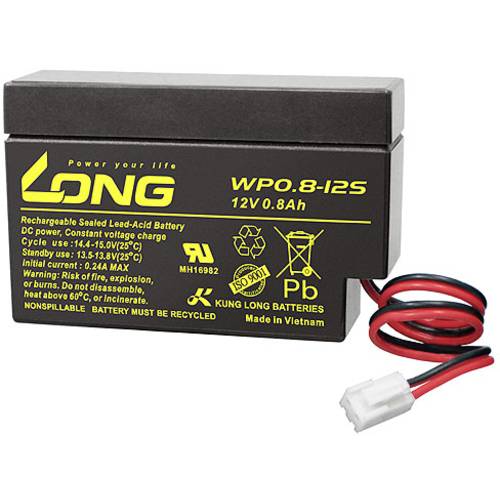 Long WP0.8-12S WP0.8-12S Bleiakku 12 V 0.8 Ah Blei-Vlies (AGM) (B x H x T) 96 x 62 x 25 mm JST-Stecker Geringe Selbstent...