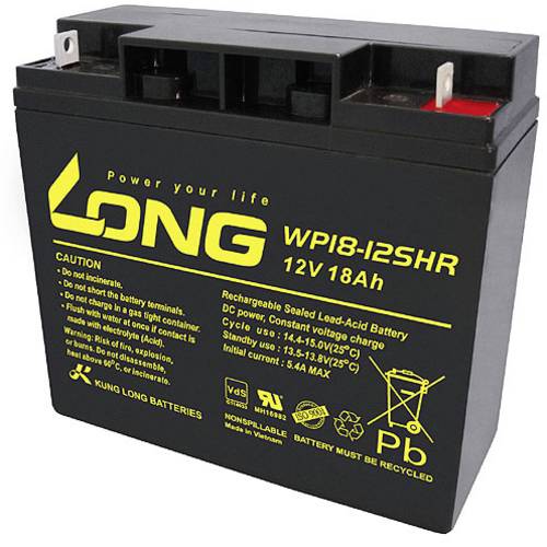 Long WP18-12SHR WP18-12SHR Bleiakku 12 V 18 Ah Blei-Vlies (AGM) (B x H x T) 181 x 167 x 76 mm M5-Schraubanschluss VDS-Ze...