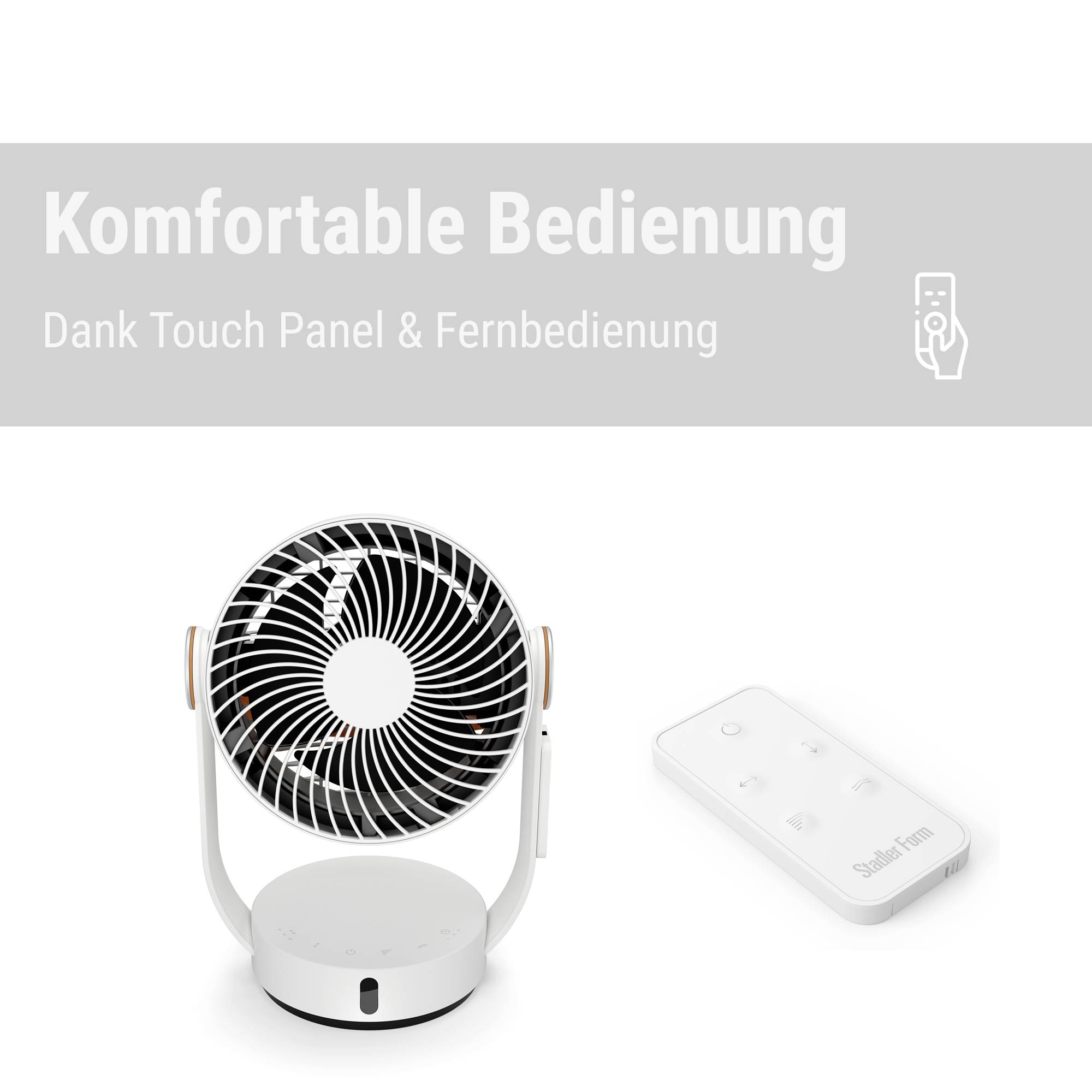 Stadler Form Leo 3D-Luftzirkulator 18 W (L x B x H) 205 x 240 x 330 mm Weiß Schwenkbar, Timer-12