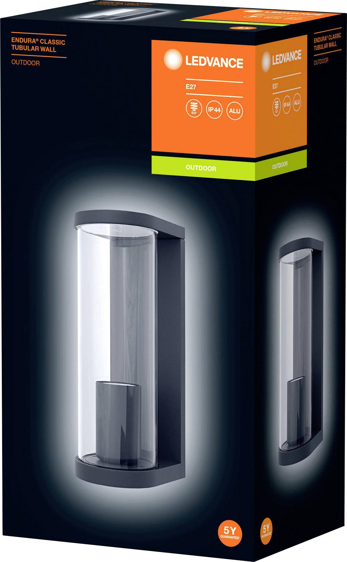 Wandlampe für den Außenbereich, Endura Classic Tubular Wall von LEDVANCE, mit E27-Fassung und Schutzklasse IP44, Aluminiumgehäuse.