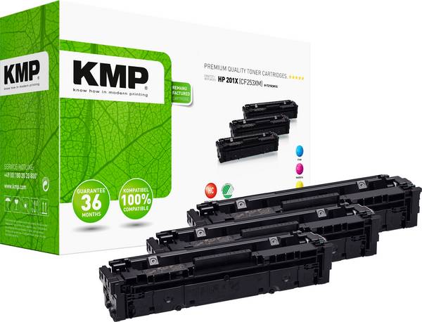 KMP Toner ersetzt HP HP 201X (CF401X, CF403X, CF402X) Kompatibel Kombi-Pack Cyan, Magenta, Gelb 2300 Seiten H-T215VX 2536,3030