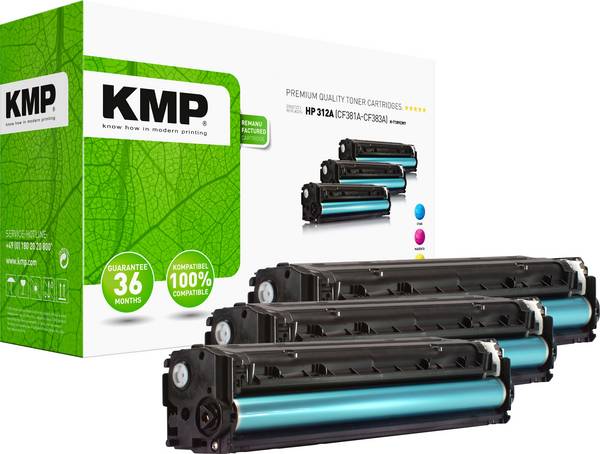 KMP Toner ersetzt HP HP 312A (CF381A, CF383A, CF382A) Kompatibel Kombi-Pack Cyan, Magenta, Gelb 2700 Seiten H-T189CMY 2528,0030