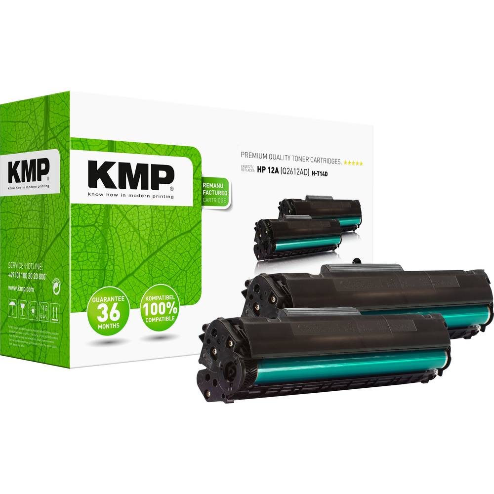 KMP H-T114D Toner 2-pack vervangt Canon, HP HP 12A (Q2612A) Zwart Compatibel Toner set van 2