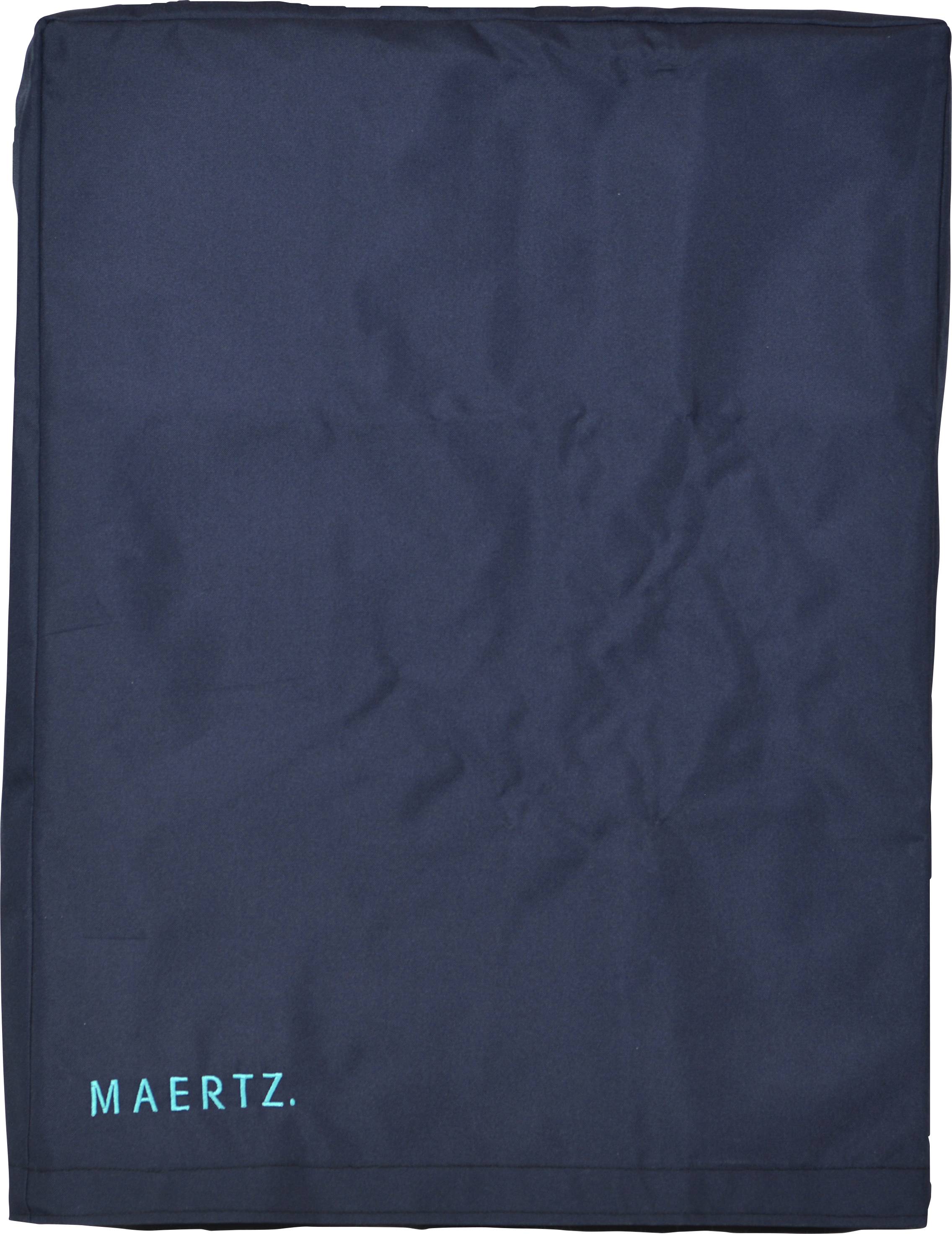 Ein dunkelblauer Stoffbeutel mit dem aufgedruckten Wort 'MAERTZ' in türkiser Schrift unten links.