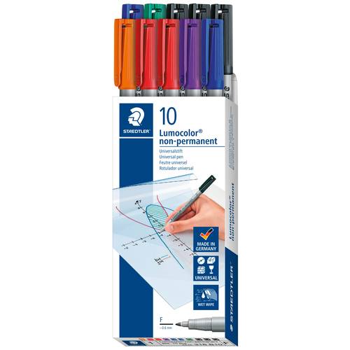 Thumbnail - Staedtler Folienstift Lumocolor® non-permanent pen 316 316 B10 Rot, Blau, Grün, Schwarz, Orange, Lila