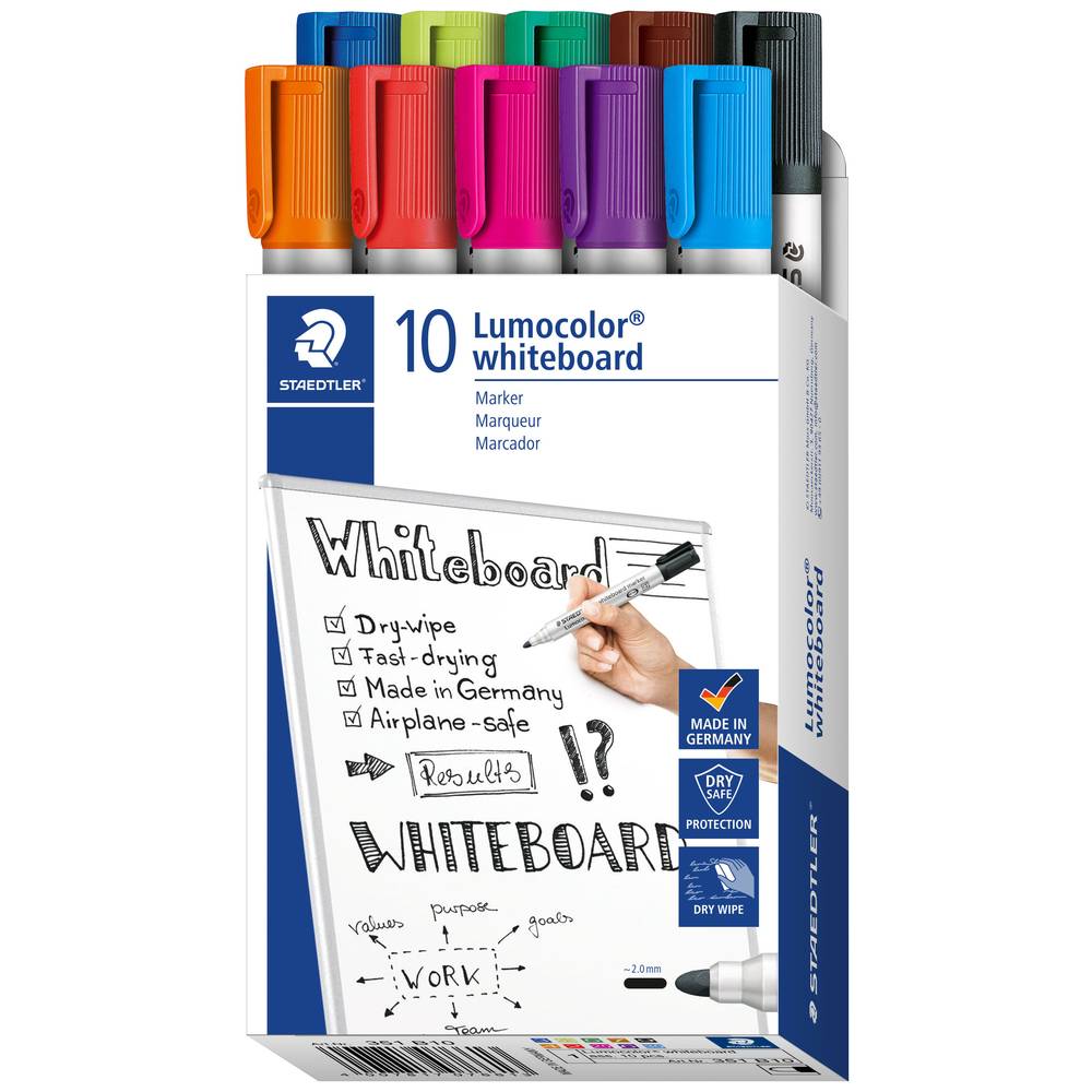 Staedtler Whiteboardmarker Lumocolor® whiteboard marker 351 Rood, Oranje, Lila, Blauw, Groen, Bruin,