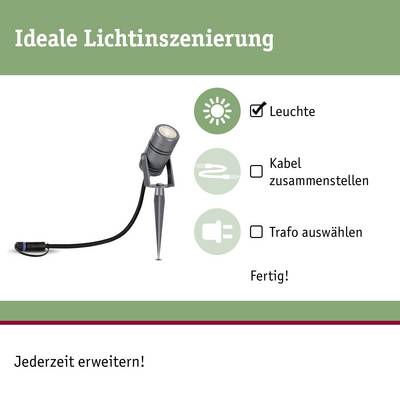 'Ideale Lichtinszenierung' zeigt eine Leuchte mit den Schritten 'Leuchte', 'Kabel zusammenstellen', 'Trafo auswählen'. Text: 'Jederzeit erweitern!'.