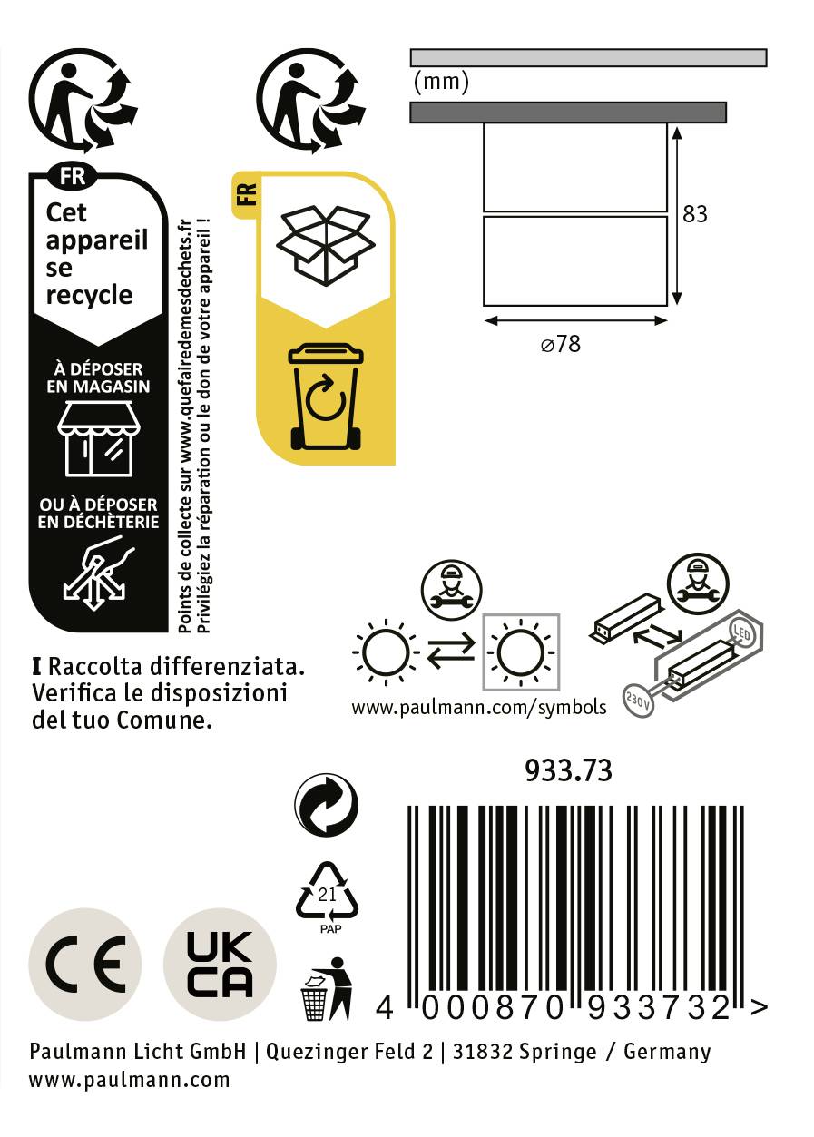 'Symbolbild einer Glühlampe zur Veranschaulichung von Recyclinginformationen und Kompatibilitätssymbolen.'