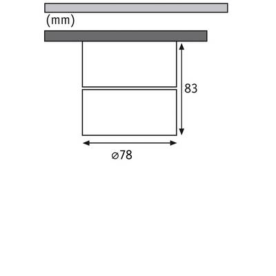 'Technische Zeichnung eines zylindrischen Objekts: Höhe 83 mm, Durchmesser 78 mm, beschriftet mit (mm).'