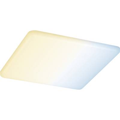Eine rechteckige LED-Deckenlampe, die von warmem Gelb zu kühlem Blau übergeht, symbolisiert variable Lichttemperaturen.