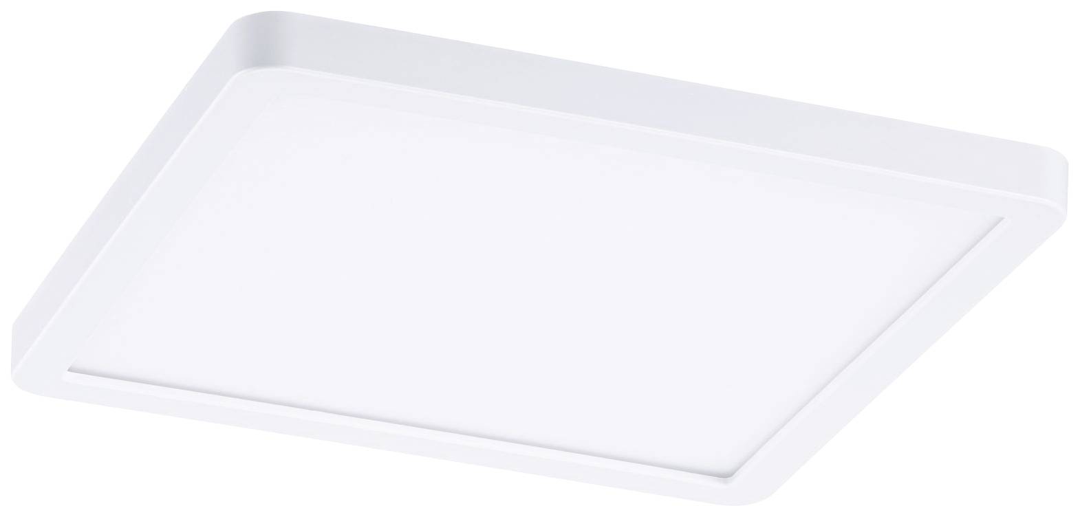 Quadratische, weiße LED-Deckenleuchte mit schlichtem Design.