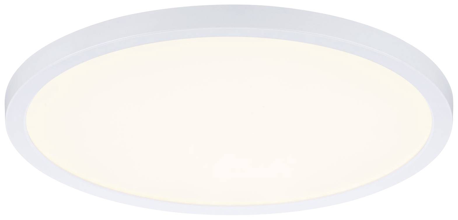 Runde, weiße Deckenleuchte mit gleichmäßiger Lichtverteilung, ideal für moderne Innenräume.