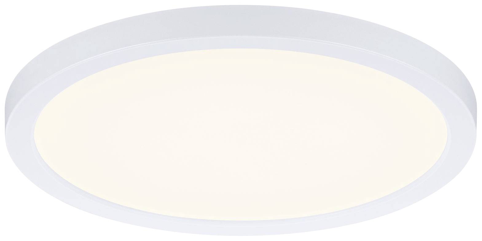 Runde, weiße LED-Deckenleuchte mit diffuser Lichtabstrahlung, passend für moderne Innenräume.