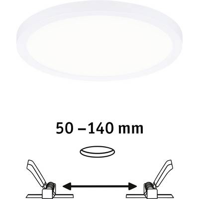 Rundes LED-Panel, geeignet für Bohrlochgrößen zwischen 50 und 140 mm. Enthält Klemmen für einfache Montage.