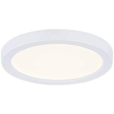 Runde, weiße LED-Deckenleuchte mit einfachem, modernem Design. Sie strahlt warmes Licht aus und eignet sich für verschiedene Innenräume.
