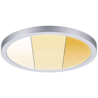 Runde LED-Deckenleuchte, zeigt Fortschreiten der Lichtfarbe von kaltweiß links zu warmweiß rechts.