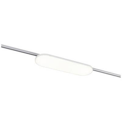 Flache, ovale Deckenleuchte in minimalistischem Design mit silbernem Rahmen und gleichmäßigem, hellem Licht.