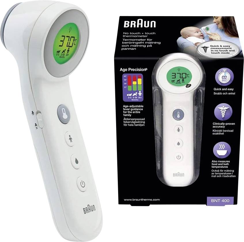 Braun No touch + touch weiß Koortsthermometer Meten zonder aanraking afbeelding