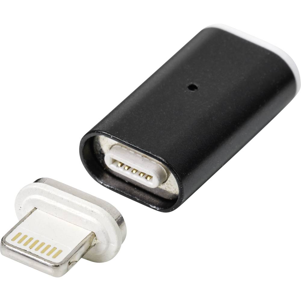 Renkforce USB-C bus, Apple Lightning stekker Zwart Magnetische stekker